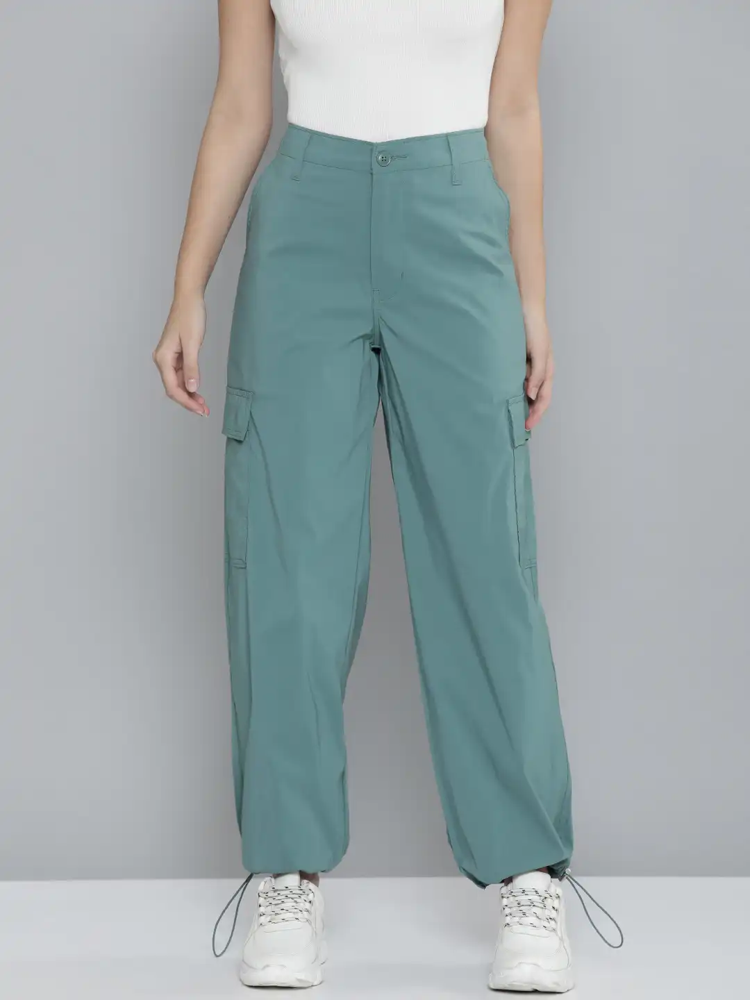 Buy Levis Women's Mid Rise Green Baggy Fit Cargo Trousers