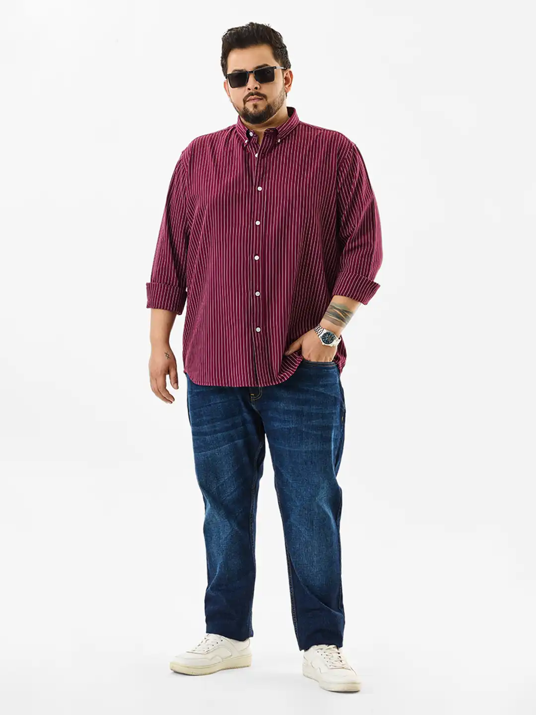 Buy Snitch Men Plus Size Striped Smart Slim Fit Opaque Formal Shirt - Shirts  for Men 30238244 | Myntra