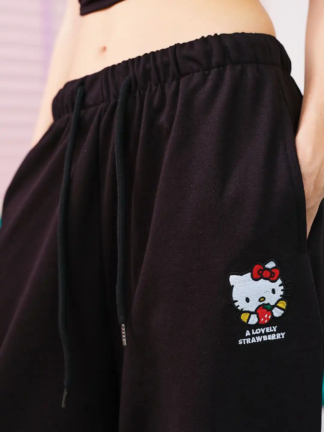 Buy Bonkers Corner Lovely Strawberry Black Joggers - Track Pants