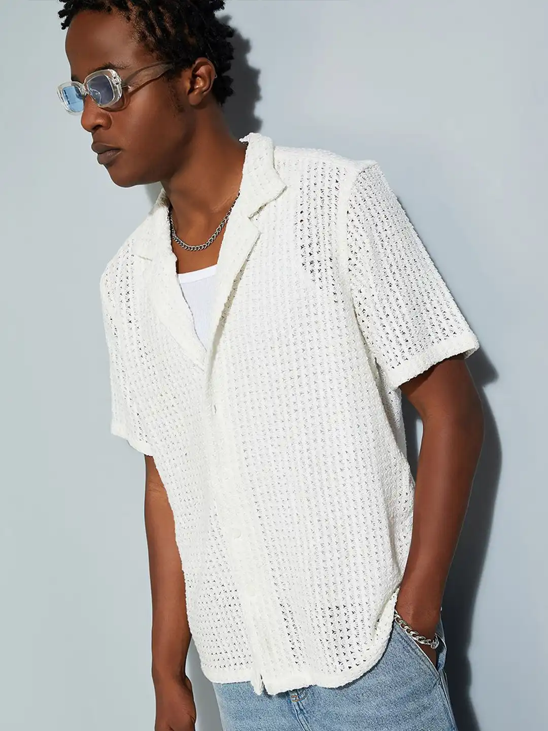 Buy max URB_N Men Oversized Crochet Shirt - Shirts for Men