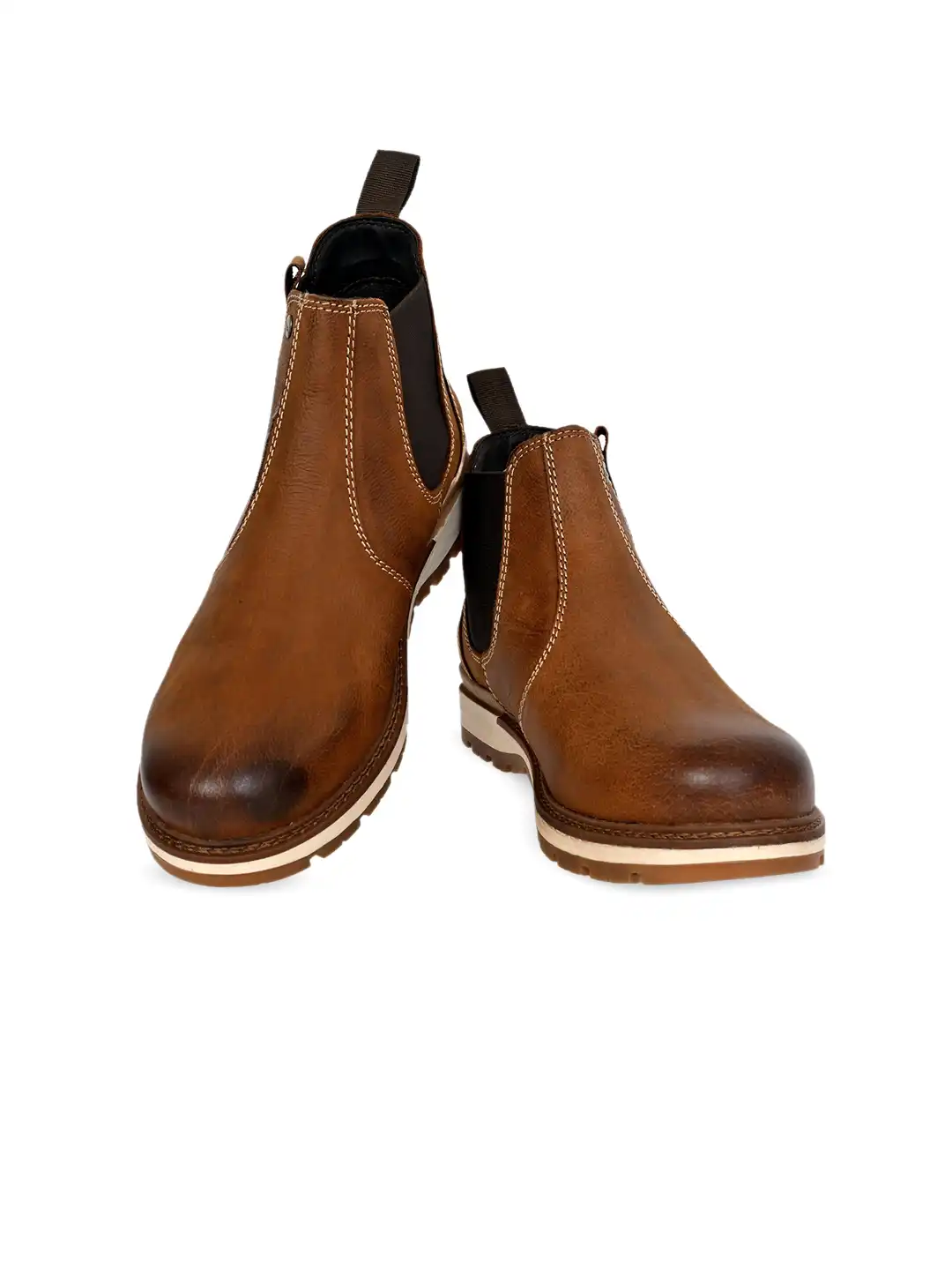 Buy HX London Men Leather Formal Round Toe Mid Top Lace-Up Chelsea