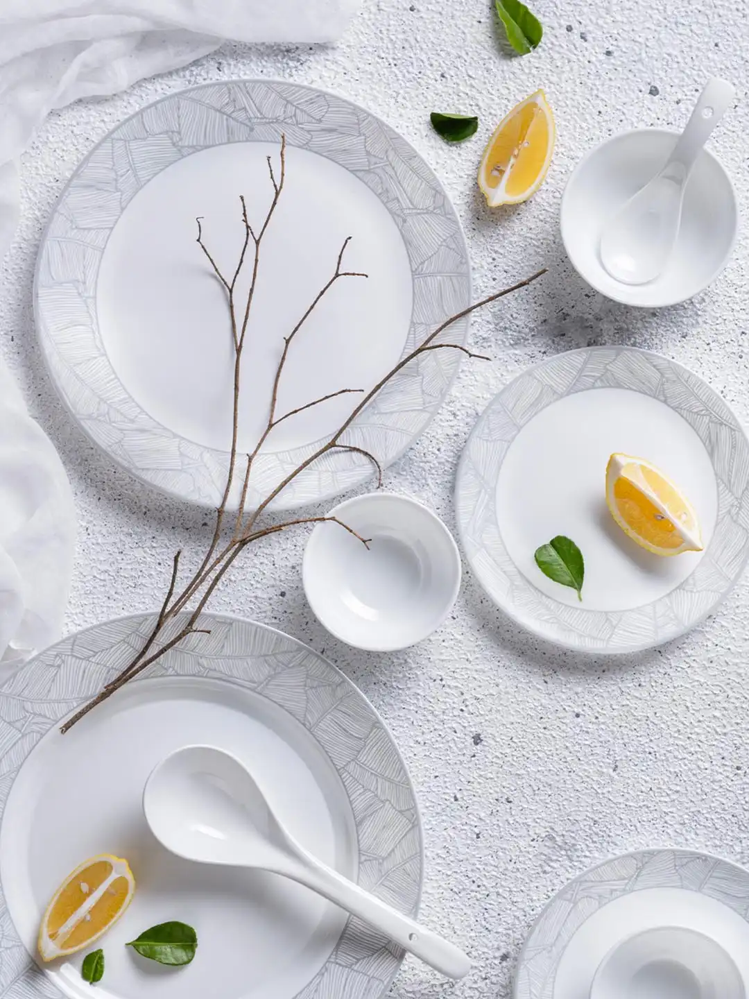 Buy Larah by BOROSIL Premia Series Ivy White & Grey 29 Pieces