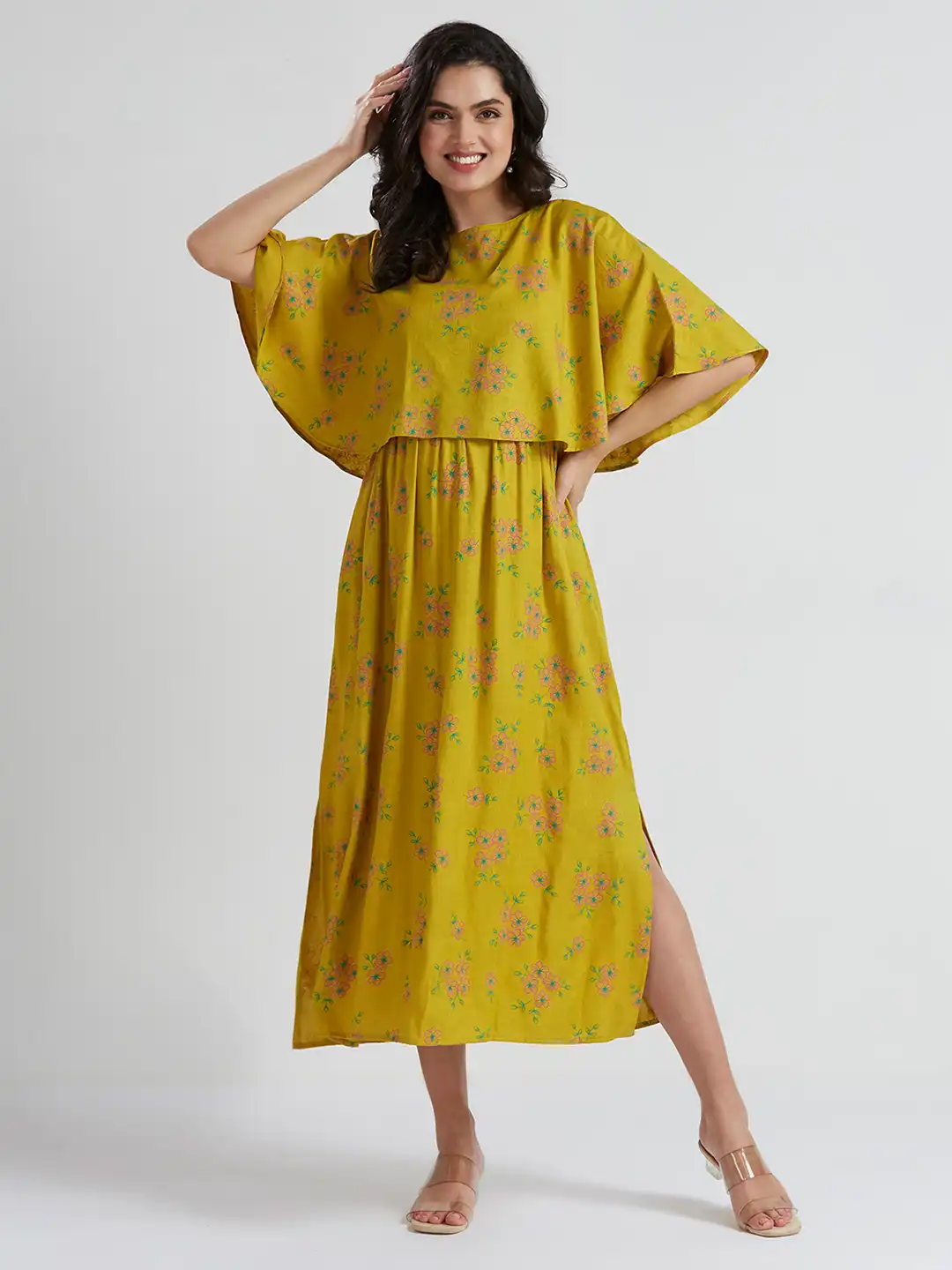 knee length dresses for ladies RED CHEETAH LOUNGE DRESS Maternity & Nursing Dress
