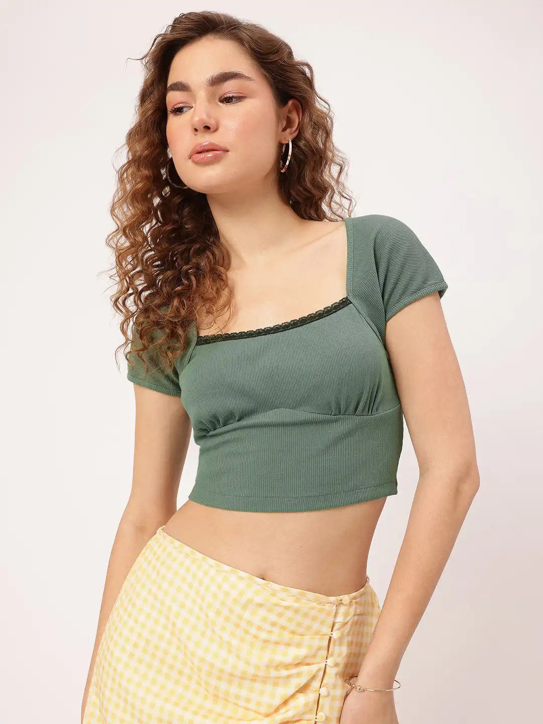 Buy DressBerry X fwd Lace-Detail Ribbed Crop Top - Tops for Women