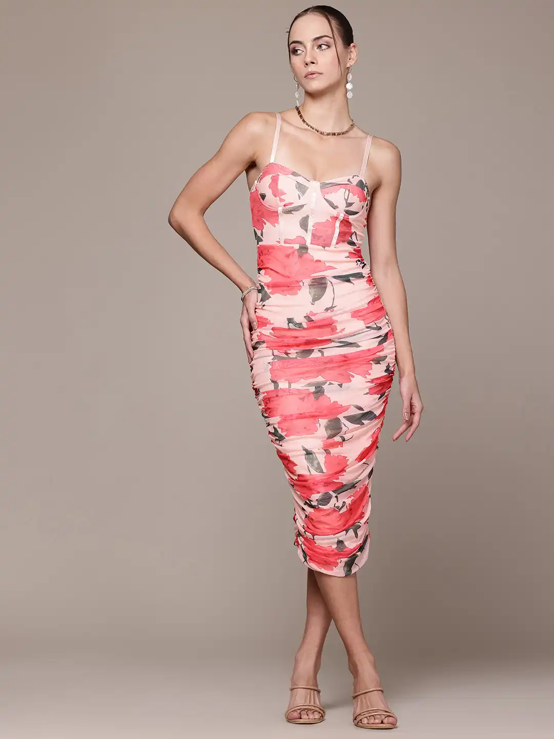 Buy bebe Soft Romance Floral Print Net Bodycon Midi Dress - Dresses for  Women 30571587 | Myntra