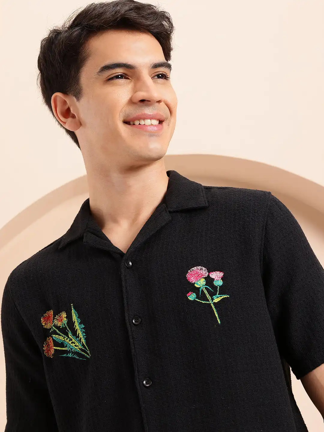 Buy Mast & Harbour Oversized Fit Floral Embroidered Shirt - Shirts