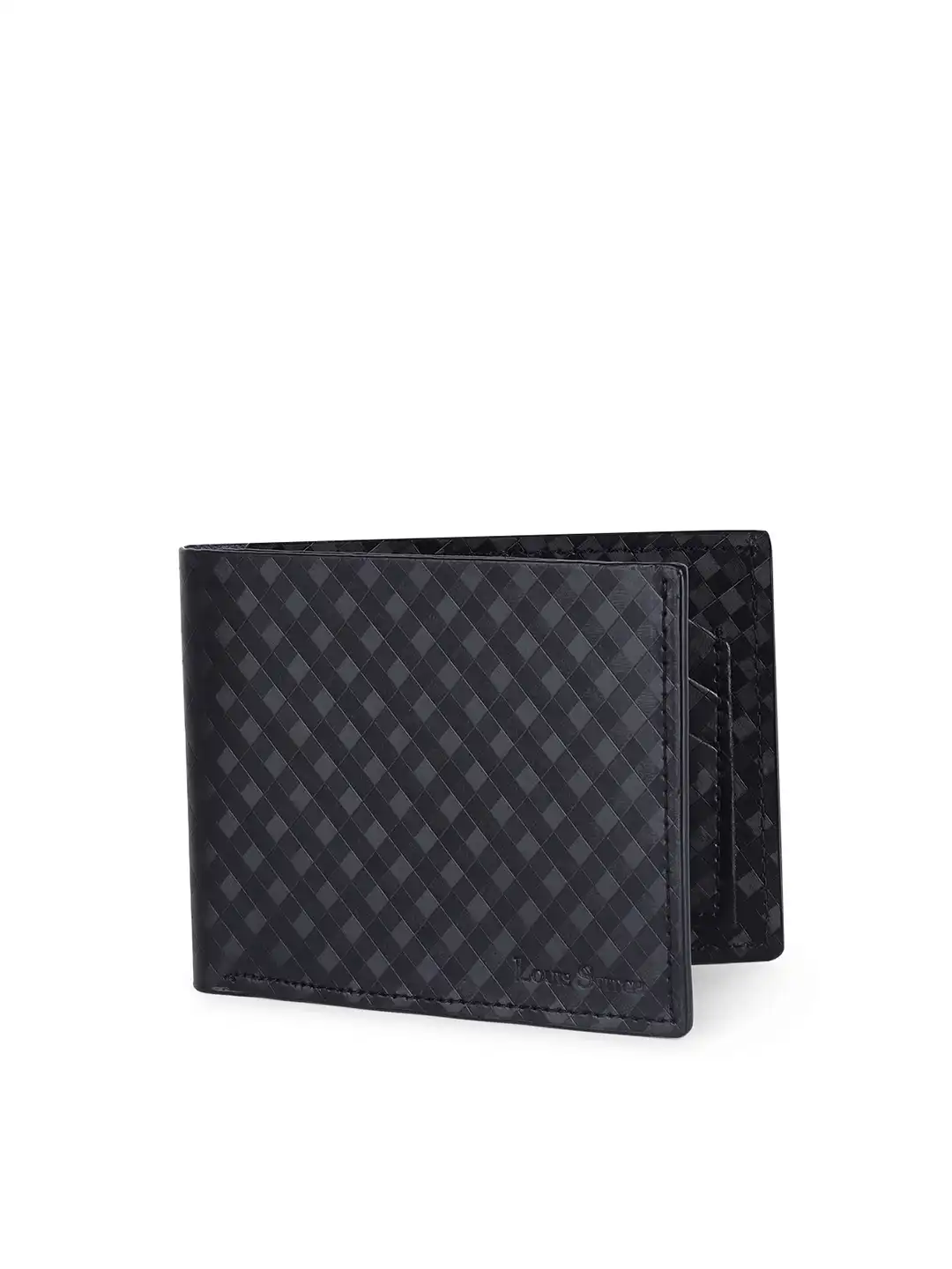 『LOUIS WALLET BLACK』 Buy LOUIS STITCH Men Handcrafted Textured Leather Two Fold Wallet