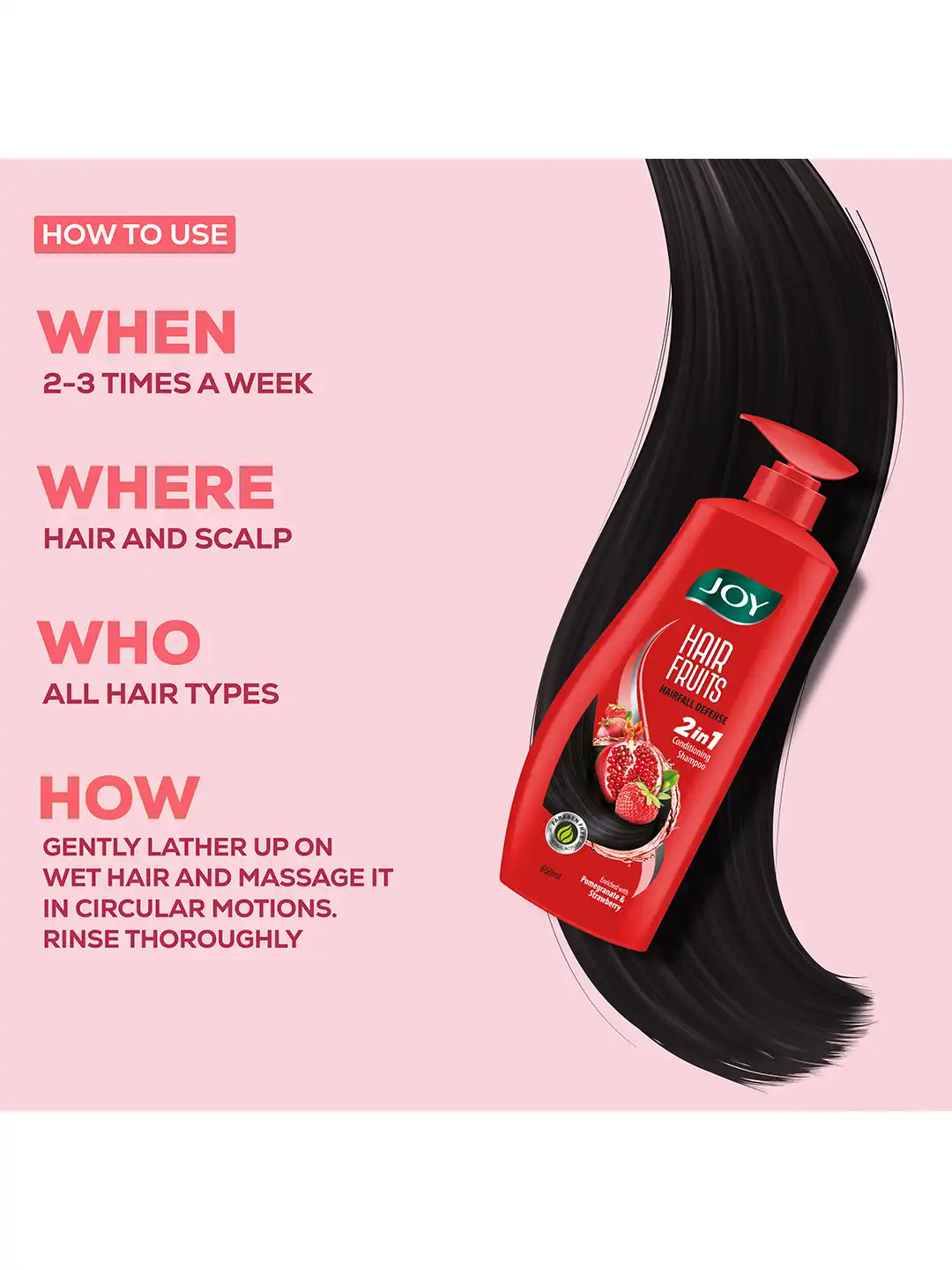 Buy JOY 2Pcs Hair Fruits Hairfall Defense Conditioning Shampoo