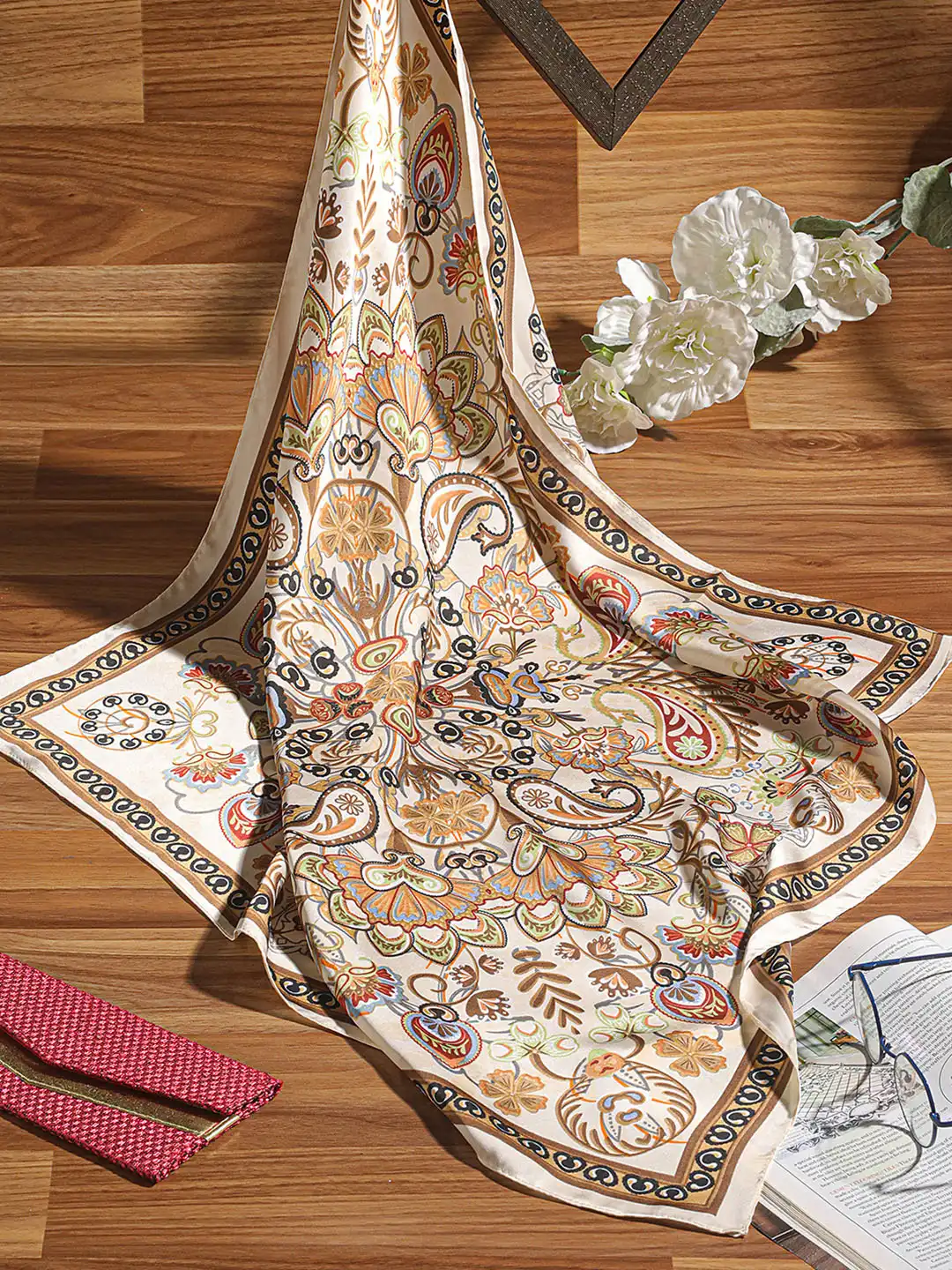 Buy CrossKulture Women Printed Satin Scarf - Scarves for Women