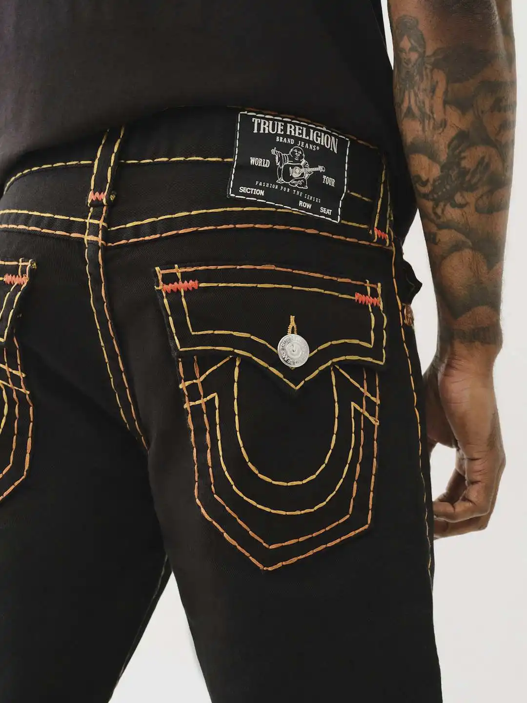 Buy True Religion Super T Ricky Straight Fit Black Mid-Rise Solid