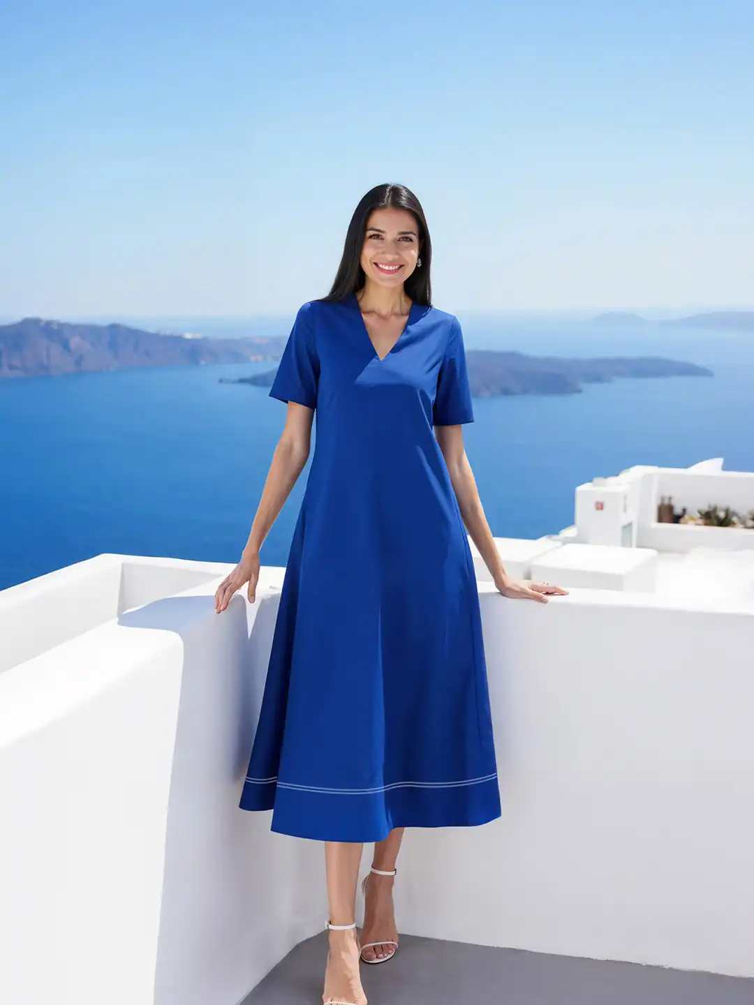 Buy Pink Fort Women Solid V-Neck A-Line Midi Dress - Dresses for Women  30883589 | Myntra