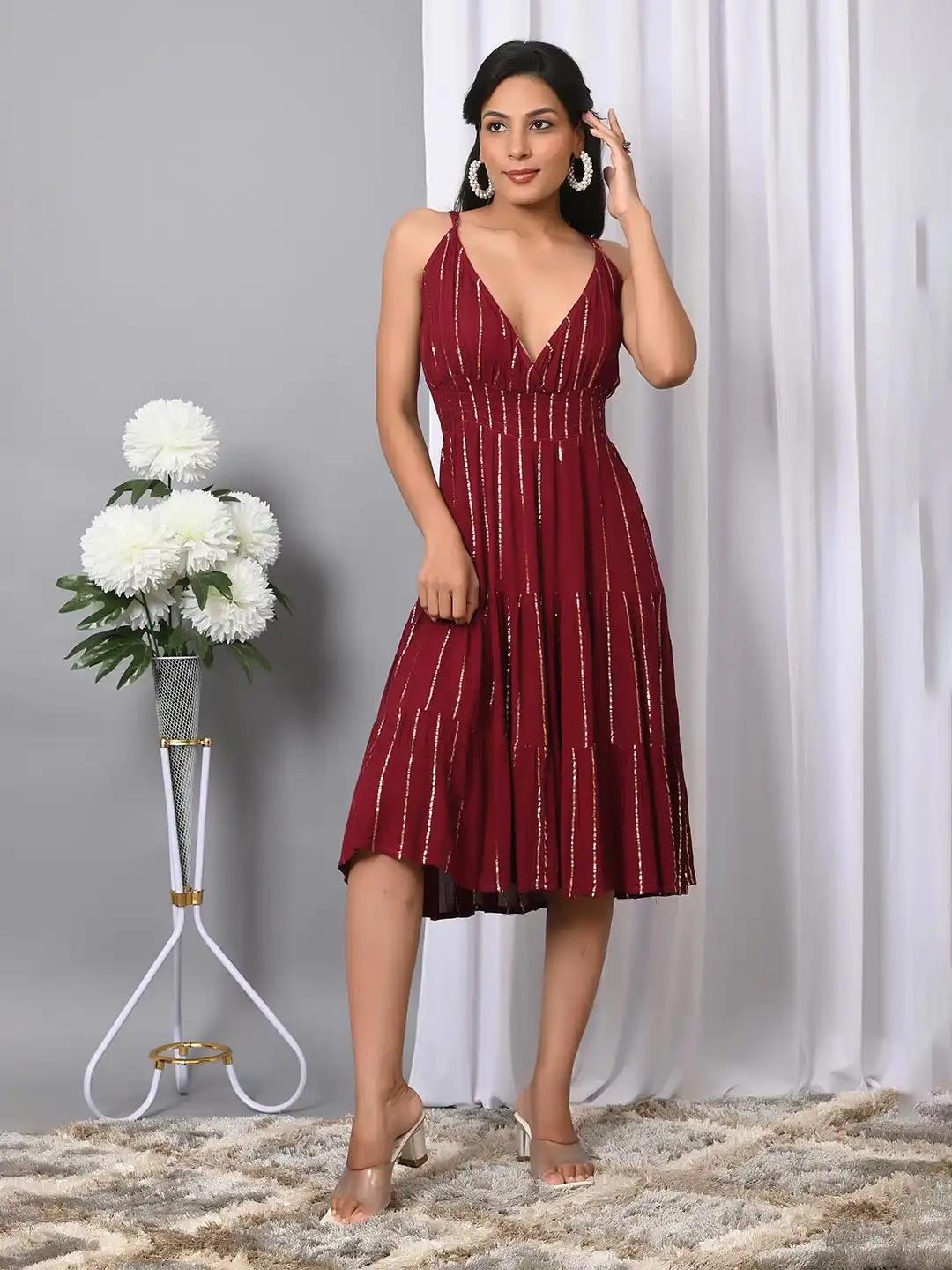 Buy IQRAAR Women's Square Neck Fit & Flared Western Wear Dress - Dresses  for Women 30929178 | Myntra