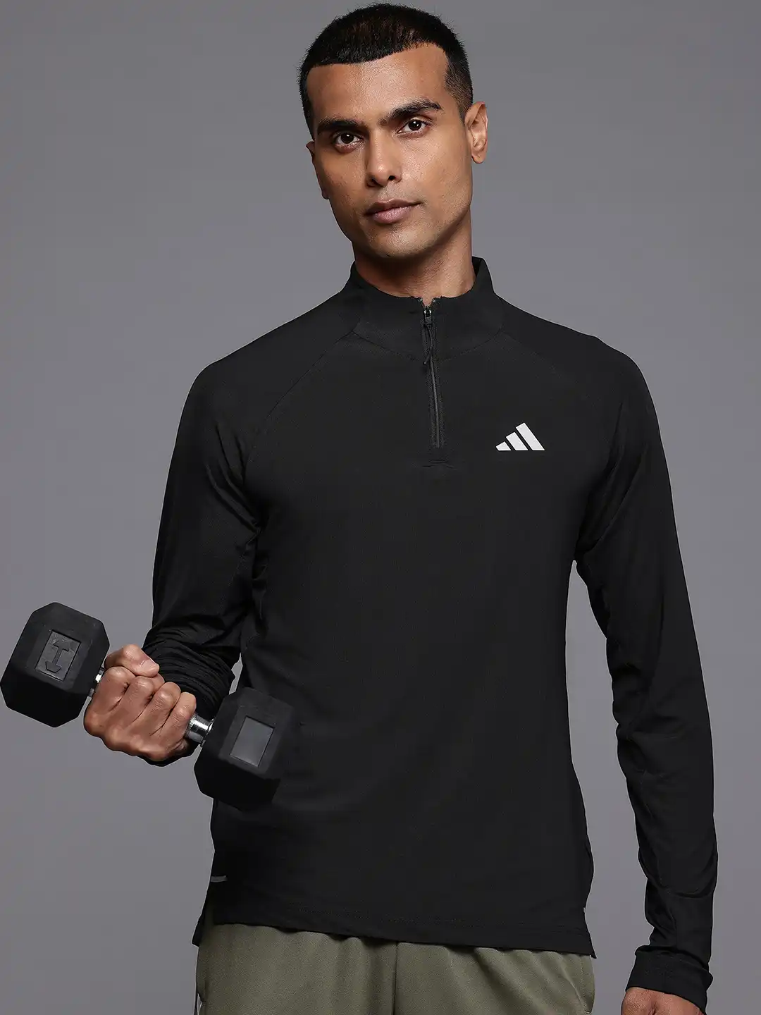 Buy Adidas Mock Neck Half Zipper Pullover Training Sweatshirt