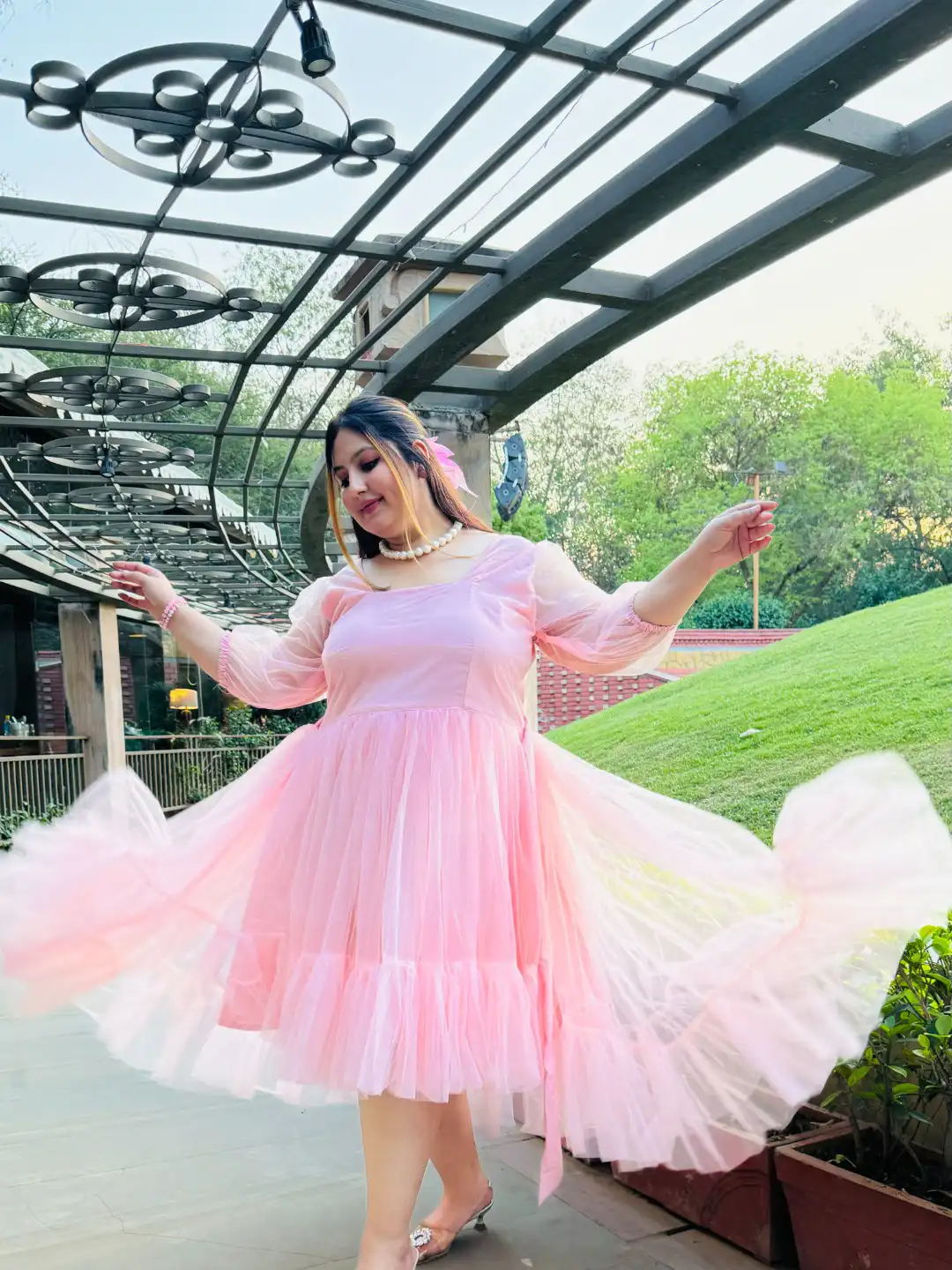 【sena】Acka. ◎ sheer puff dress ◎size2 Buy Swadeshi Shringaar Puff Sleeve Net Fit & Flare Dress - Dresses