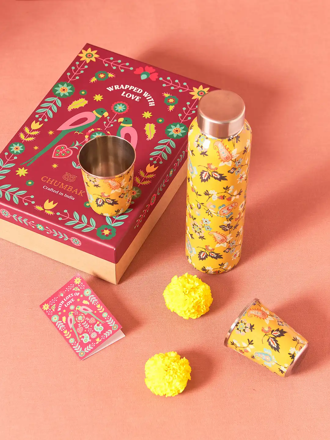 FaB Chum, Friendly First Mate 3枚セット Buy Chumbak Pixel Yellow & Blue 3 Pieces Printed Stainless Steel