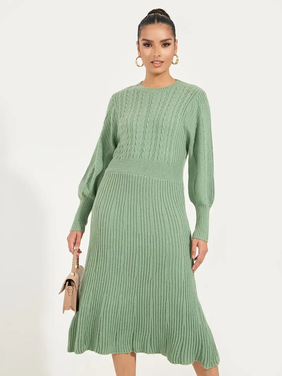 plus size knit midi dress Women's Said My Piece Sweater Knit Midi Dress in Mocha