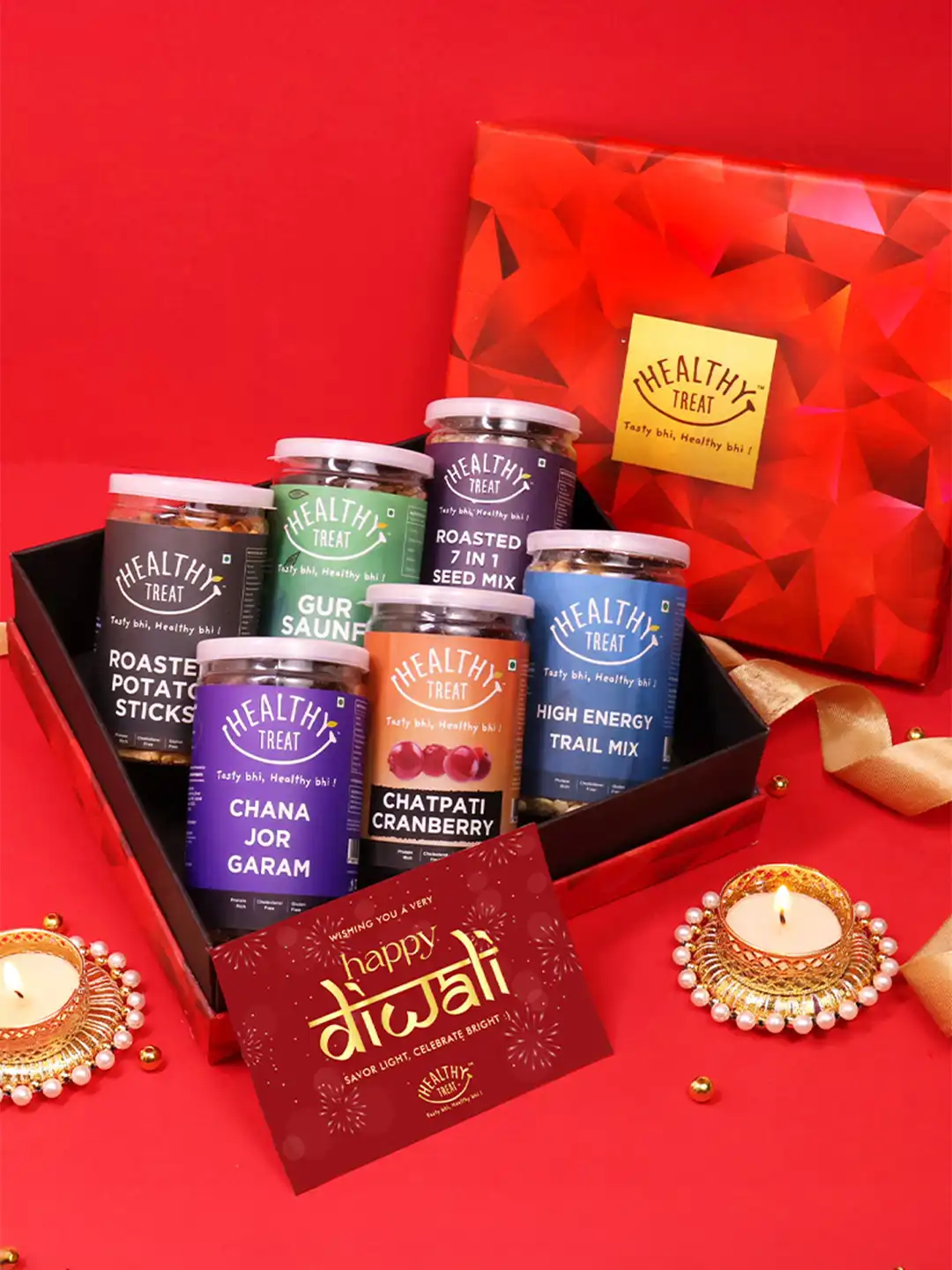 Buy Healthy Treat Set Of 7 Roasted Snacks Gift Box With Diwali