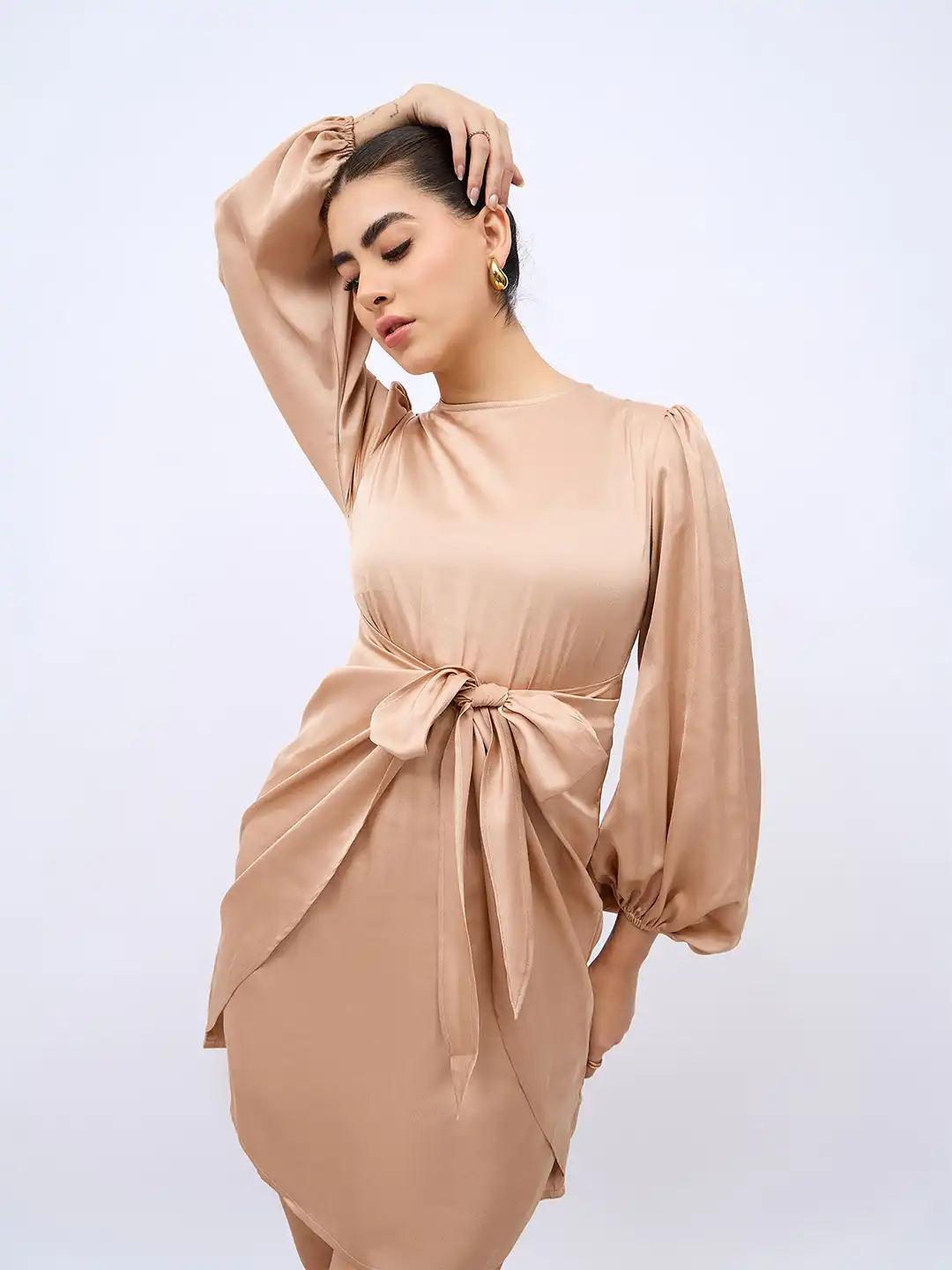 beige bishop sleeve dress Light French Beige Loose Bishop Sleeve Shirt Dress – Sinclair Boutique