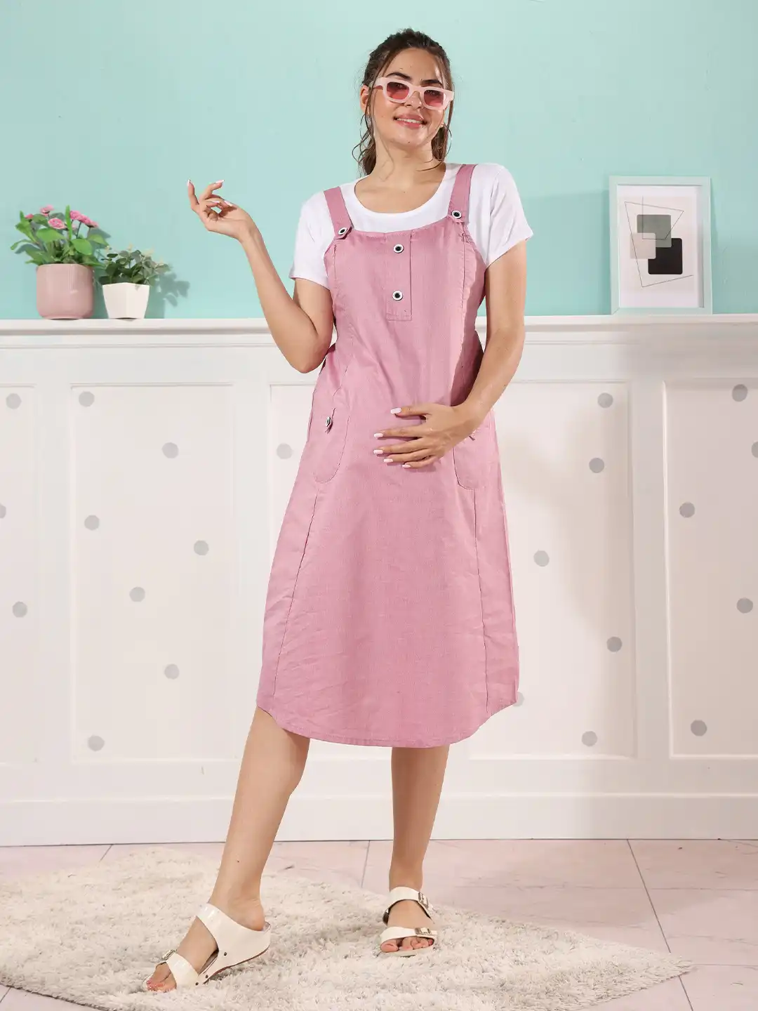 Buy EASY MOM Maternity Pinafore Midi Dress - Dresses for Women