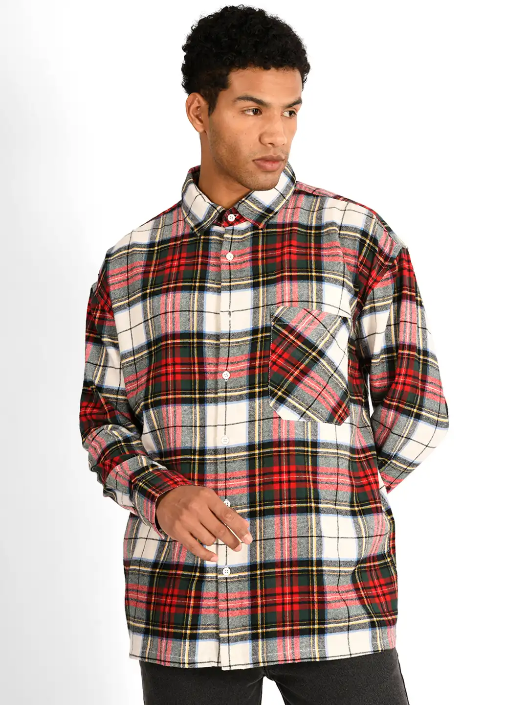 Buy The Roadster Lifestyle Co. Men Checked Flannel Oversized