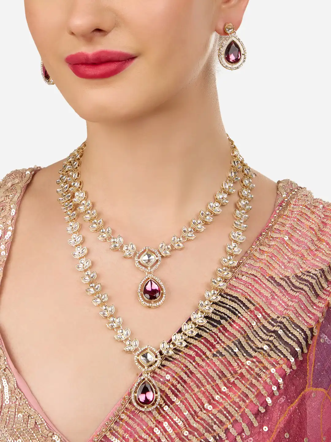 Buy Zaveri Pearls Gold-Plated Austrian Diamond Stone Studded
