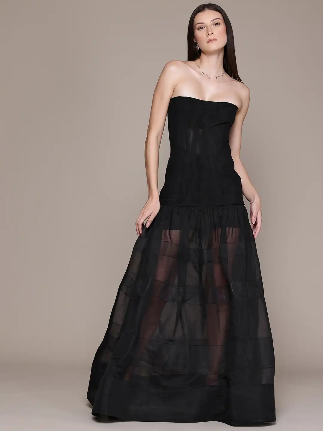 Buy MANGO Sheer Corset Drop-Waist Maxi Dress - Dresses for Women 31238707 |  Myntra