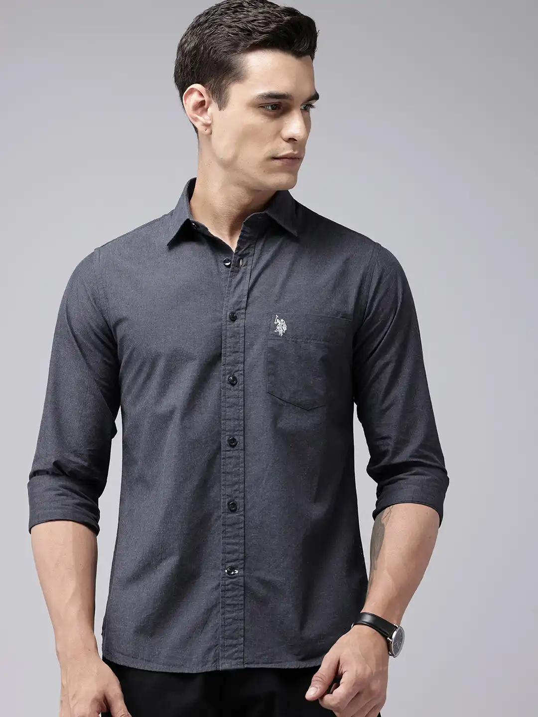 u.s. polo assn. mens dress shirt regular fit long sleeve U.S. POLO ASSN. Men's Regular Fit Solid Oxford Fs Shirts  (Usshtfx0015_Yellow_XL)