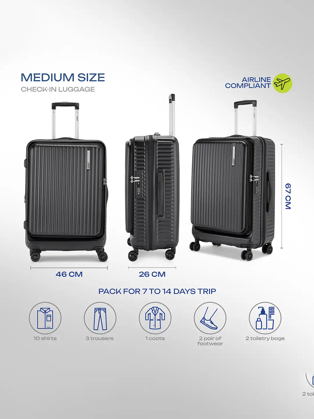Buy Safari Select Recoil Black Expandable with TSA Lock Medium