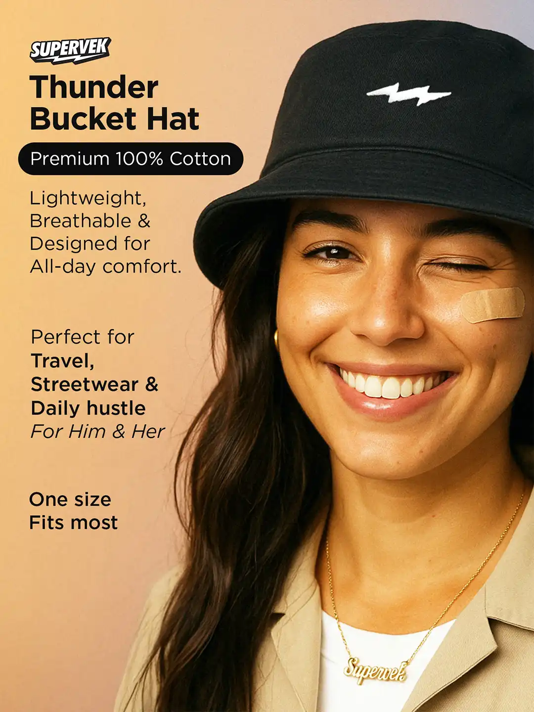 Buy SUPERVEK Unisex Solid Pure Cotton Bucket Hat with Embroidered
