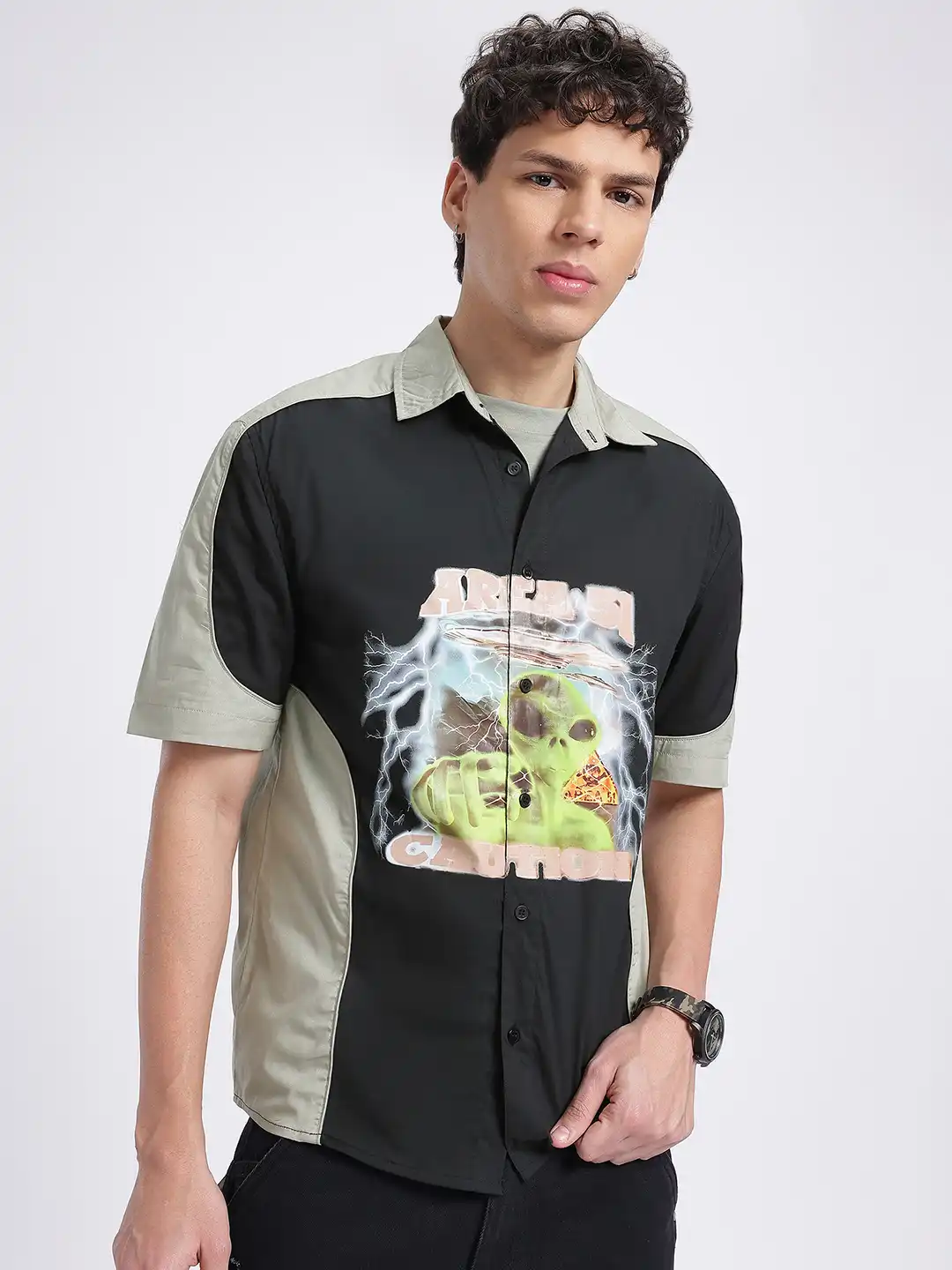 Buy glitchez Graphic Print Pure Cotton Relaxed Fit Shirt - Shirts
