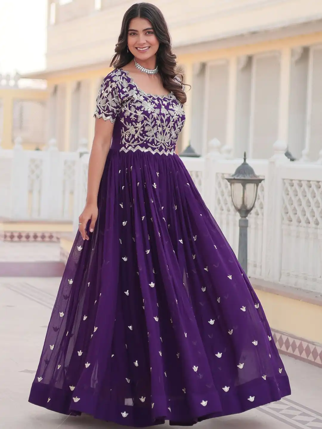 yoyo fashion dresses Fashion Midi Dress YOYO Fashion Self Design Georgette A-Line Midi Dress