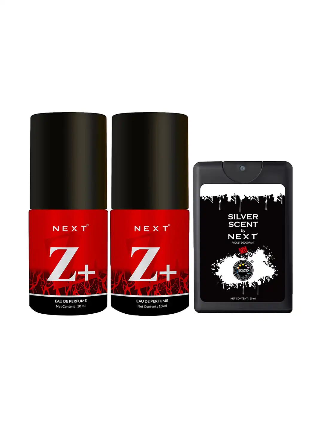 Buy NEXT CARE Set Of 3 Z+- 10 ml Each & Silver Scent Pocket Long