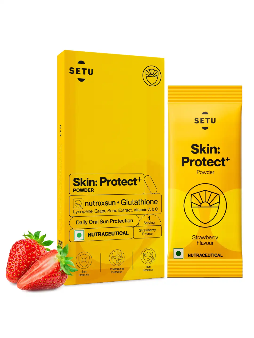 Buy SETU Skin Protect Powder with NutroxSun & Glutathione - 1 Serving - Strawberry - Skin Supplements for Unisex 32082582