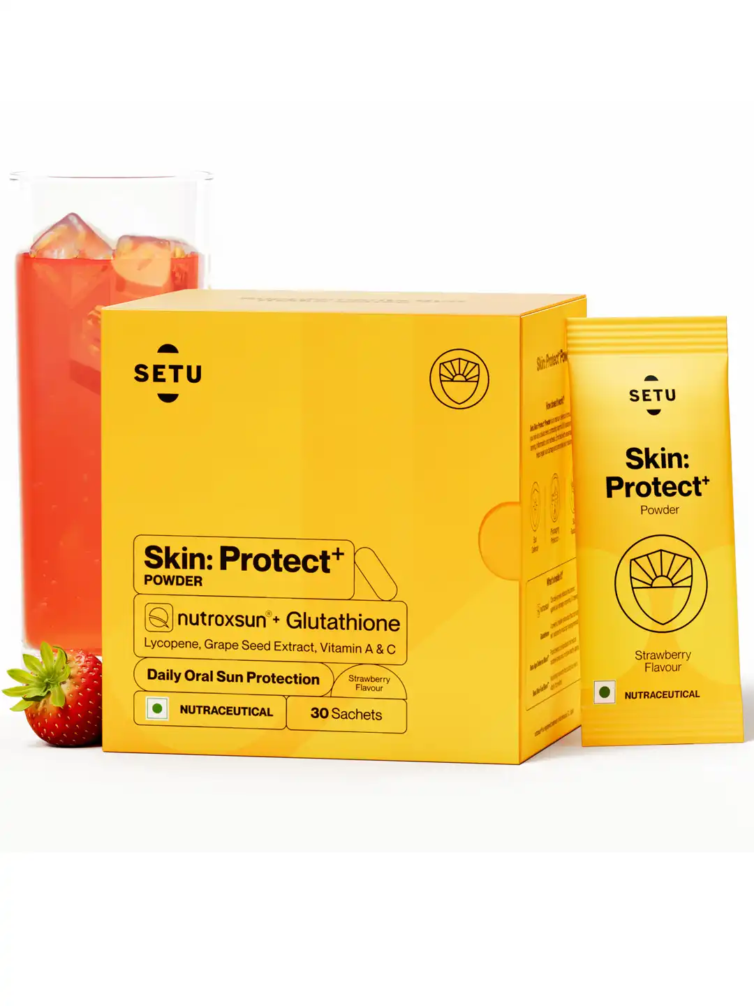 Buy SETU Skin Protect Powder with NutroxSun & Glutathione - 30 N Sachets -  Strawberry - Skin Supplements for Unisex 32082583
