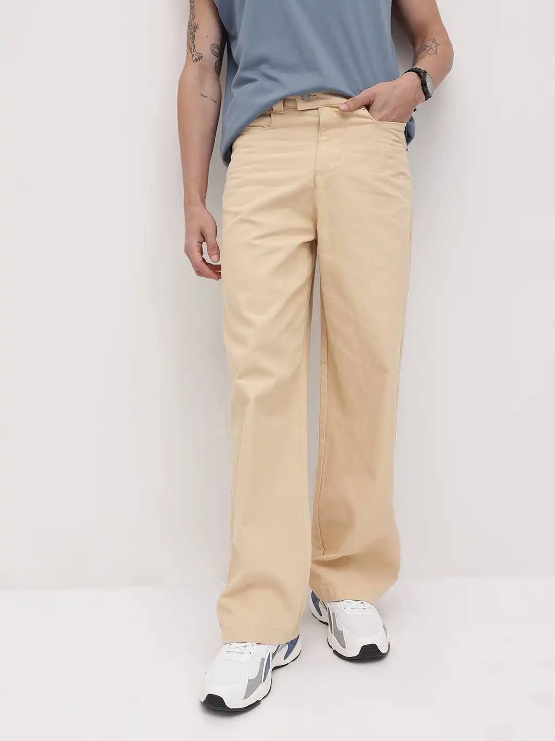 Buy The Roadster Life Co. Men Loose Fit Pure Cotton Chinos