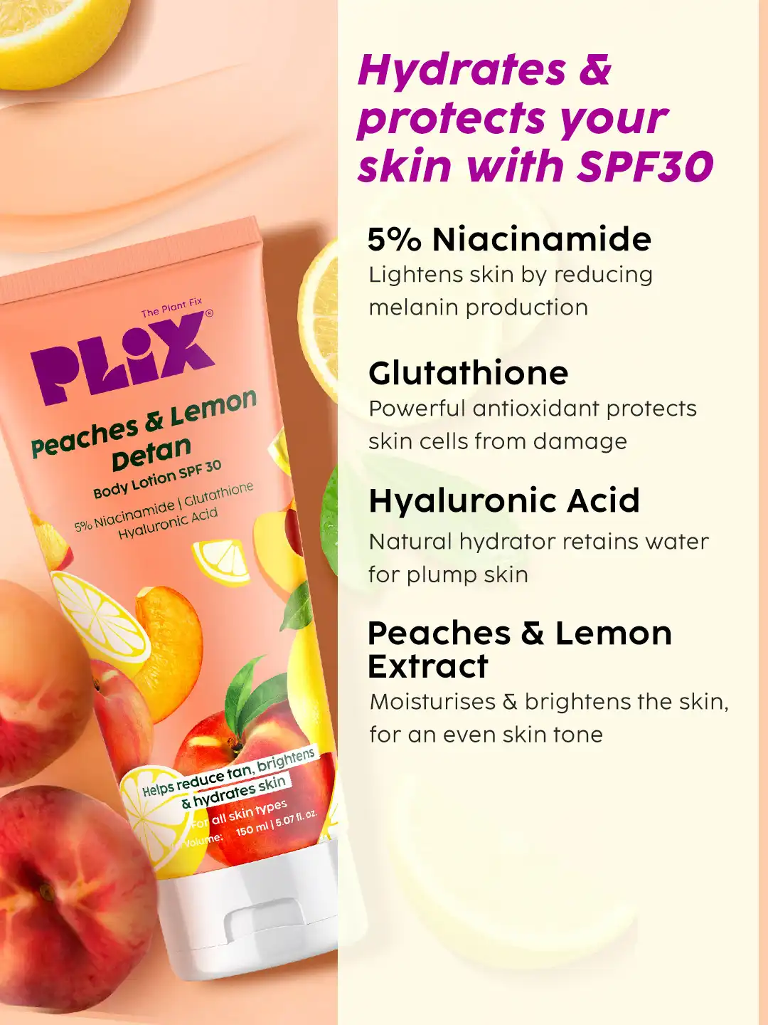 Buy PLIX THE PLANT FIX Set Of 3 Peaches Eraser Scrub, Body Lotion