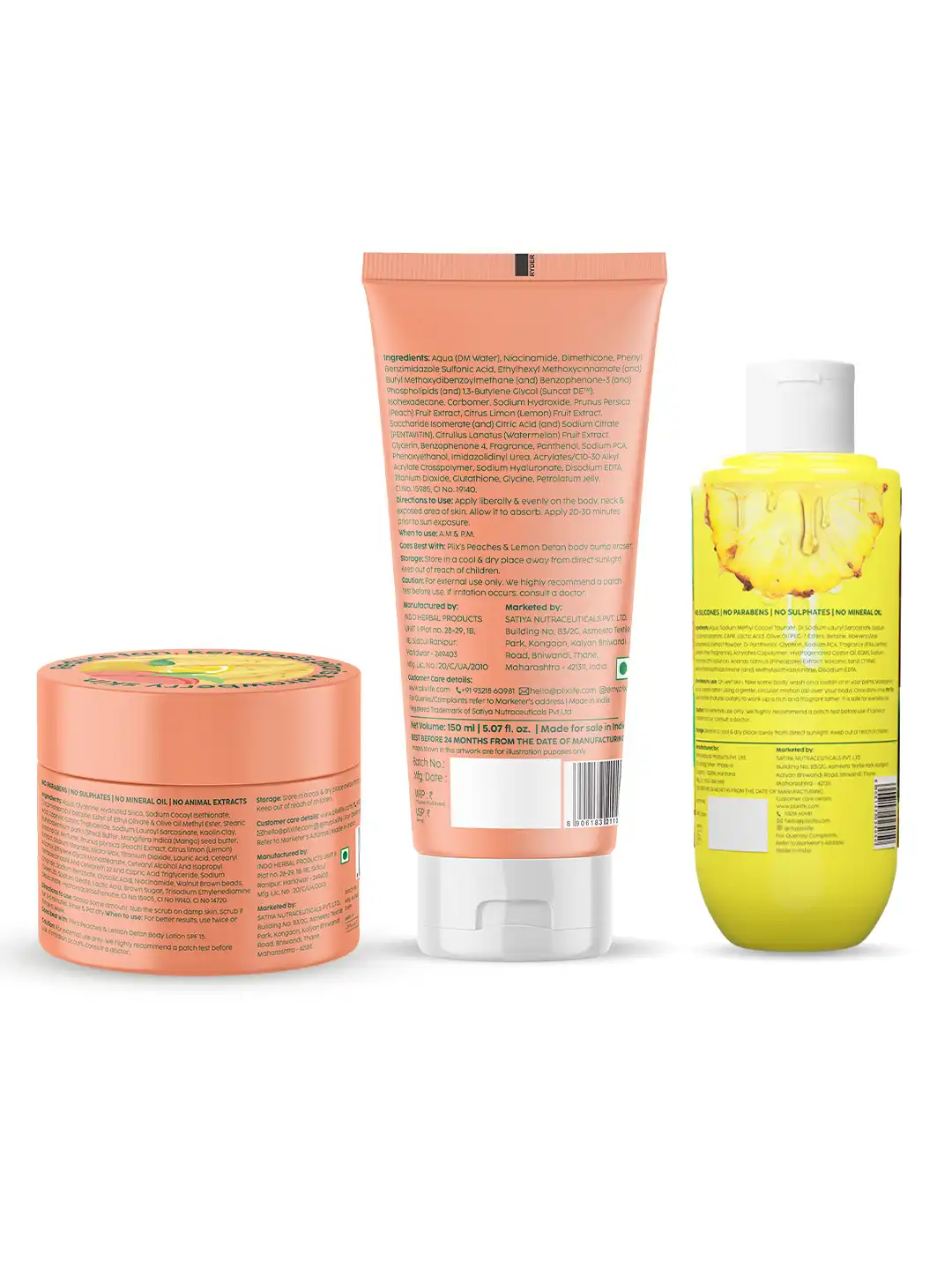 Buy PLIX THE PLANT FIX Set Of 3 Peaches Eraser Scrub, Body Lotion