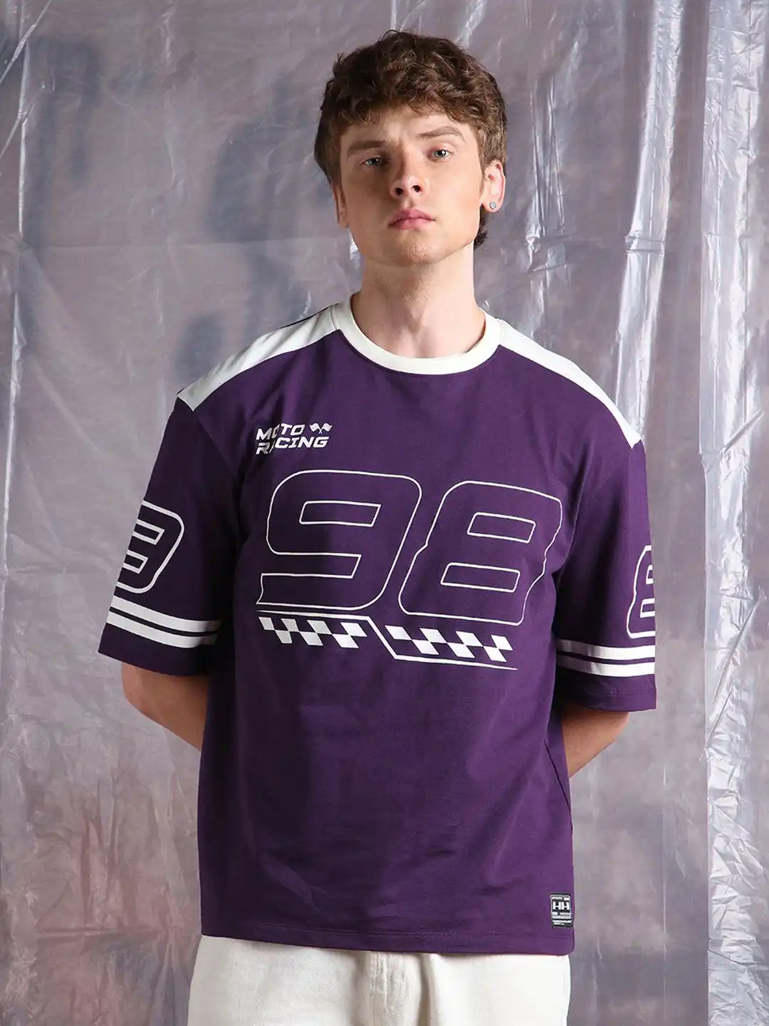 Buy Hubberholme Men Moto Varsity Graphic Printed Oversized Fit T