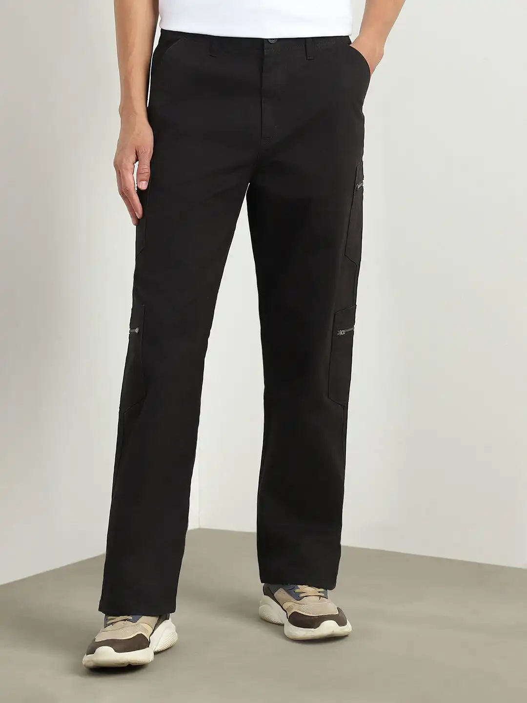 Buy NOBERO Men Straight Fit Zipper Woven Cargo Pants - Trousers