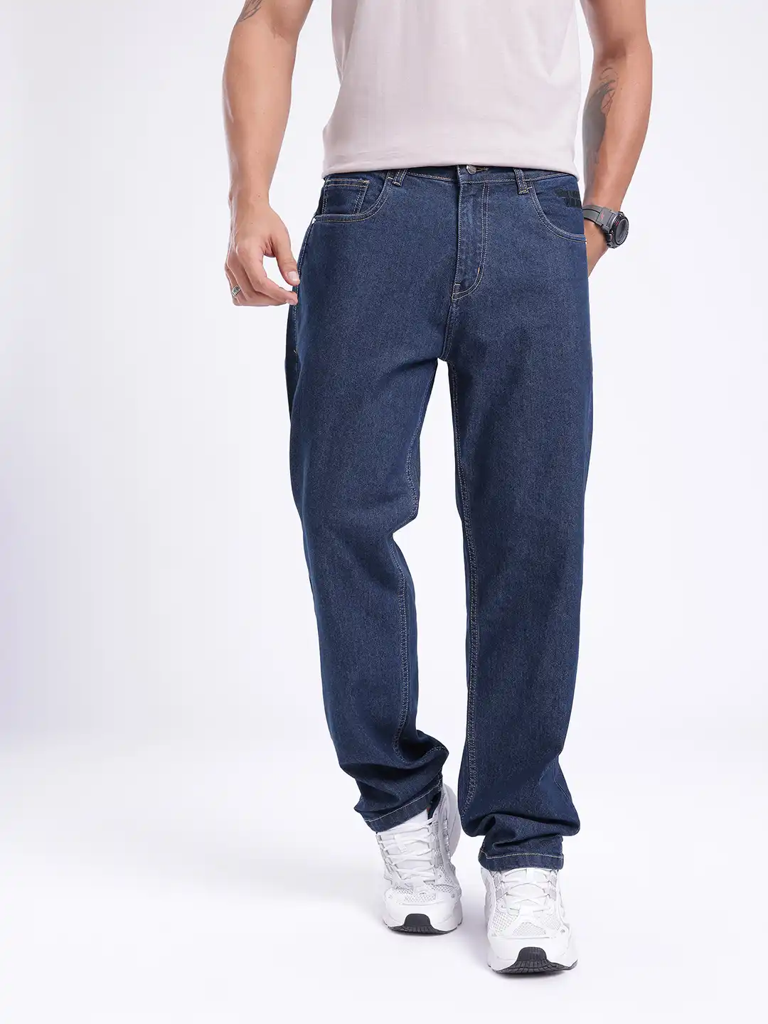 パンツ ENDS AND MENS Relaxed fit Denim Moca M Buy glitchez Men Relaxed Fit Mid-Rise Embroidered Stretchable