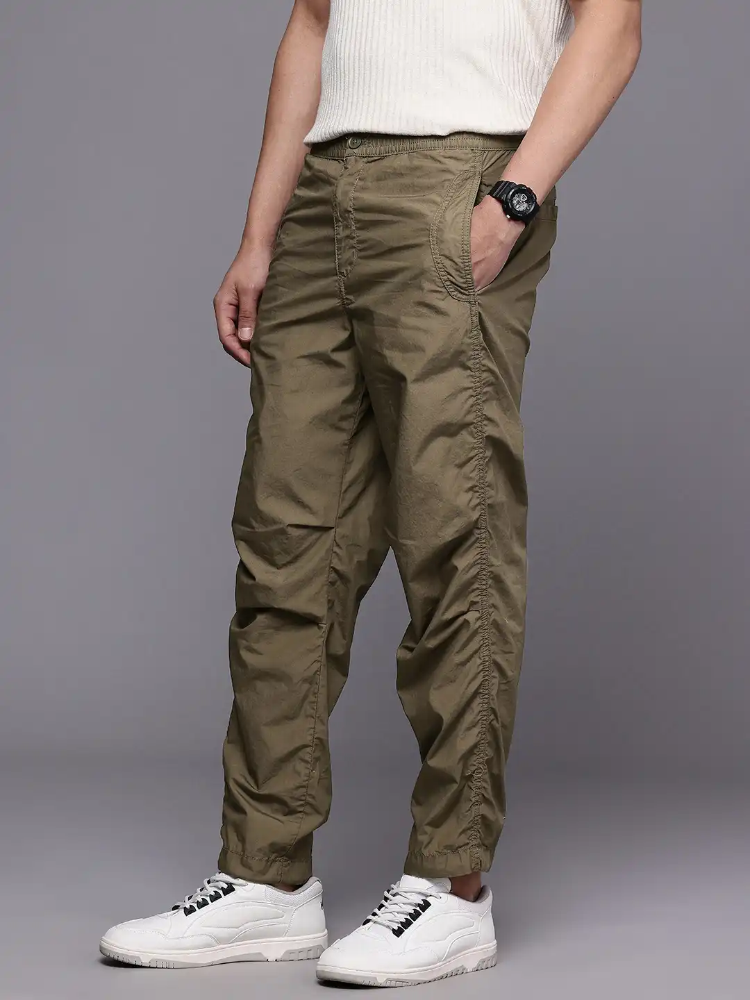 Buy Allen Solly Men Comfort Crop Pure Cotton Chinos Trousers