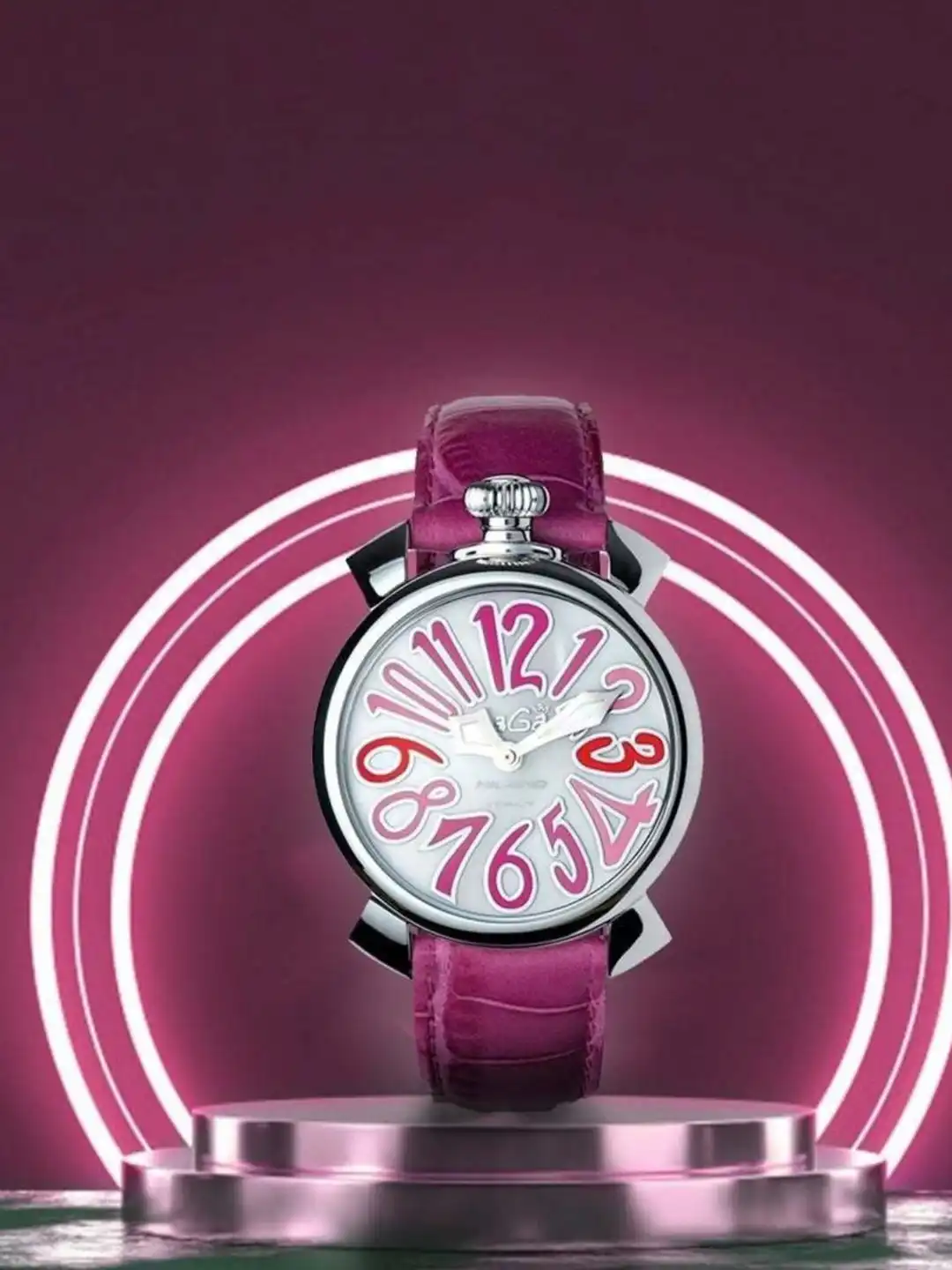 GaGa Milano Pink Leather Strap Watch Gaga Milano Watch Frame_One Pink Gold main image 4