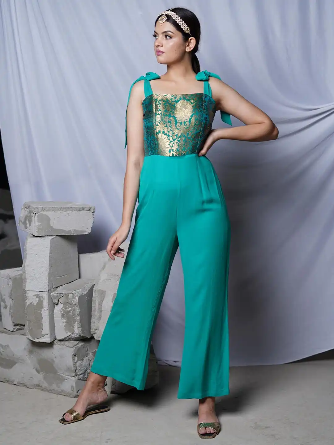 Buy Shades of Sabi Party Brocade Jumpsuit - Jumpsuit for Women