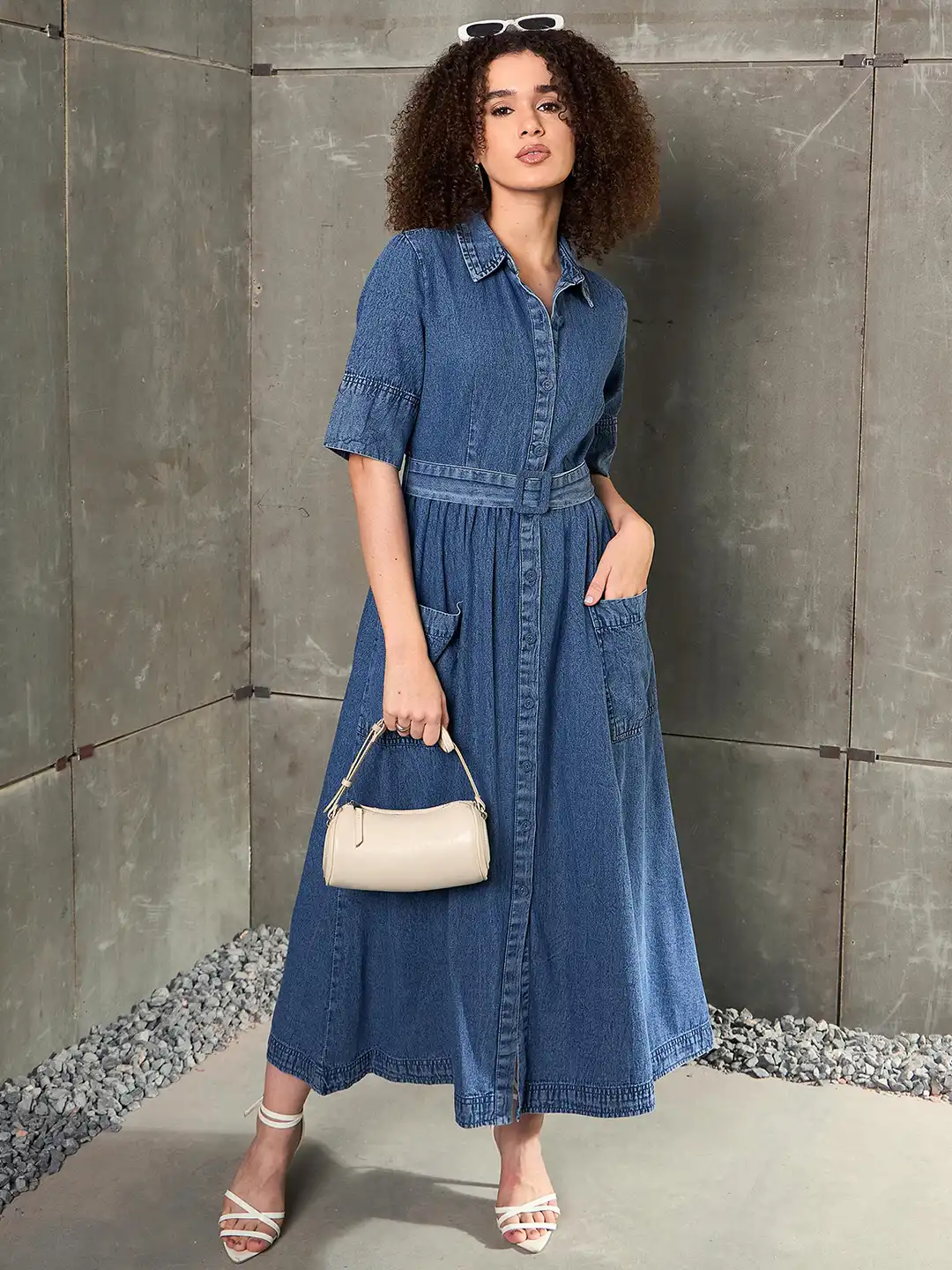 Buy SASSAFRAS Women Denim Maxi Dress - Dresses for Women 33513409