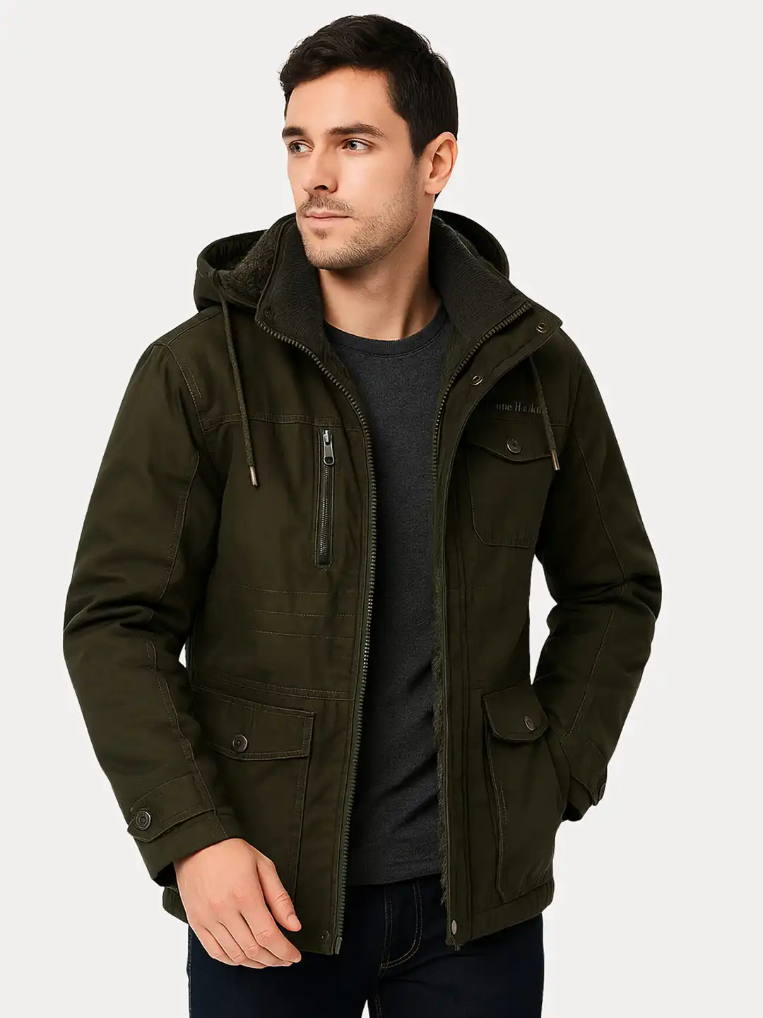 Buy L'monte Men Solid Hooded Insulated Winter Parka Jacket with