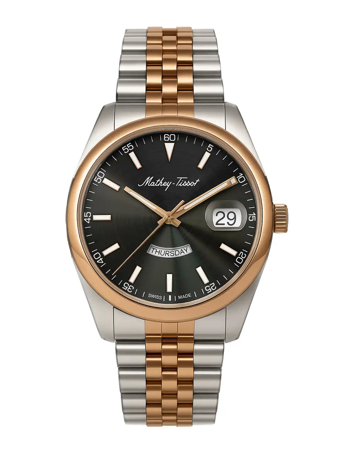 Buy Mathey-Tissot Swiss Made Men Mathy Day-Date Quartz Black Dial