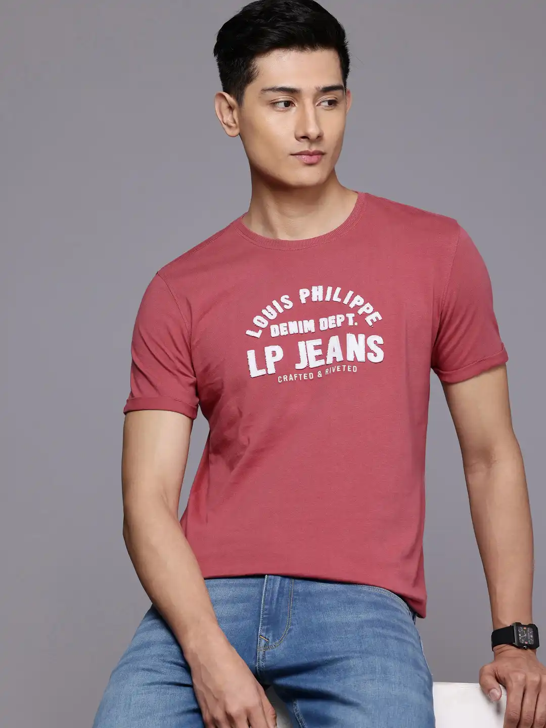 Buy Louis Philippe Jeans Slim Fit Brand Logo Applique Pure Cotton