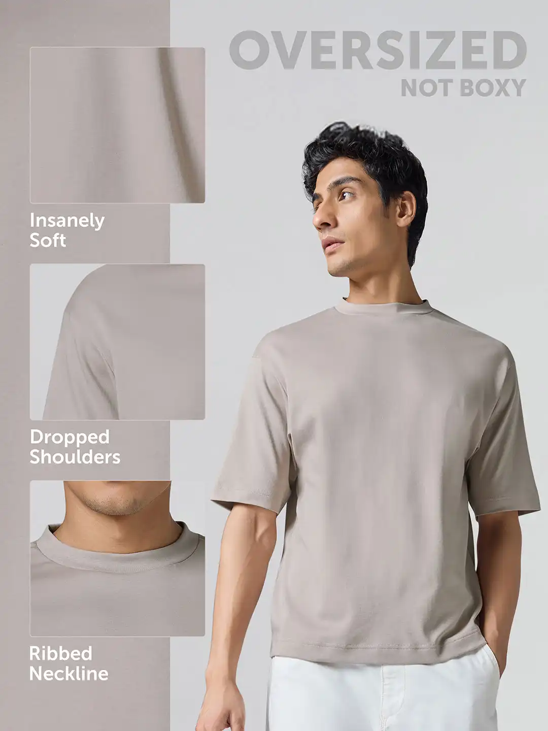 Buy XYXX Men Solid Round Neck Cotton Oversized Lounge Tshirts