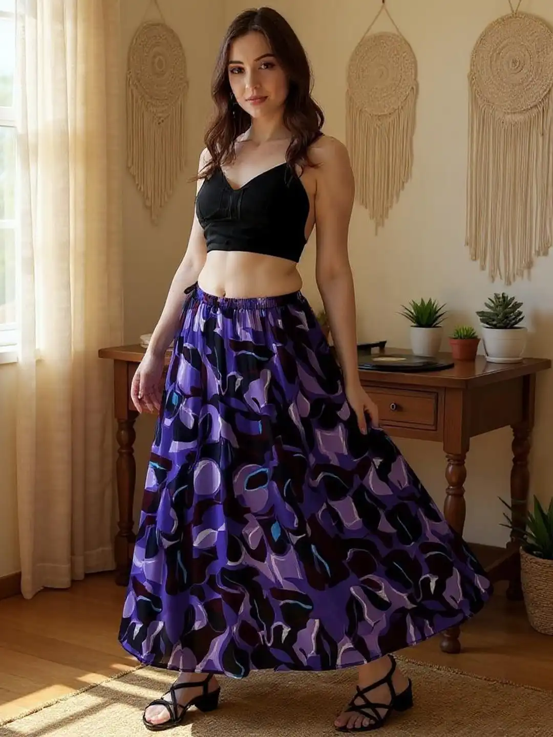 Buy Hive91 Abstract Printed A-Line Maxi Skirt - Skirts for Women