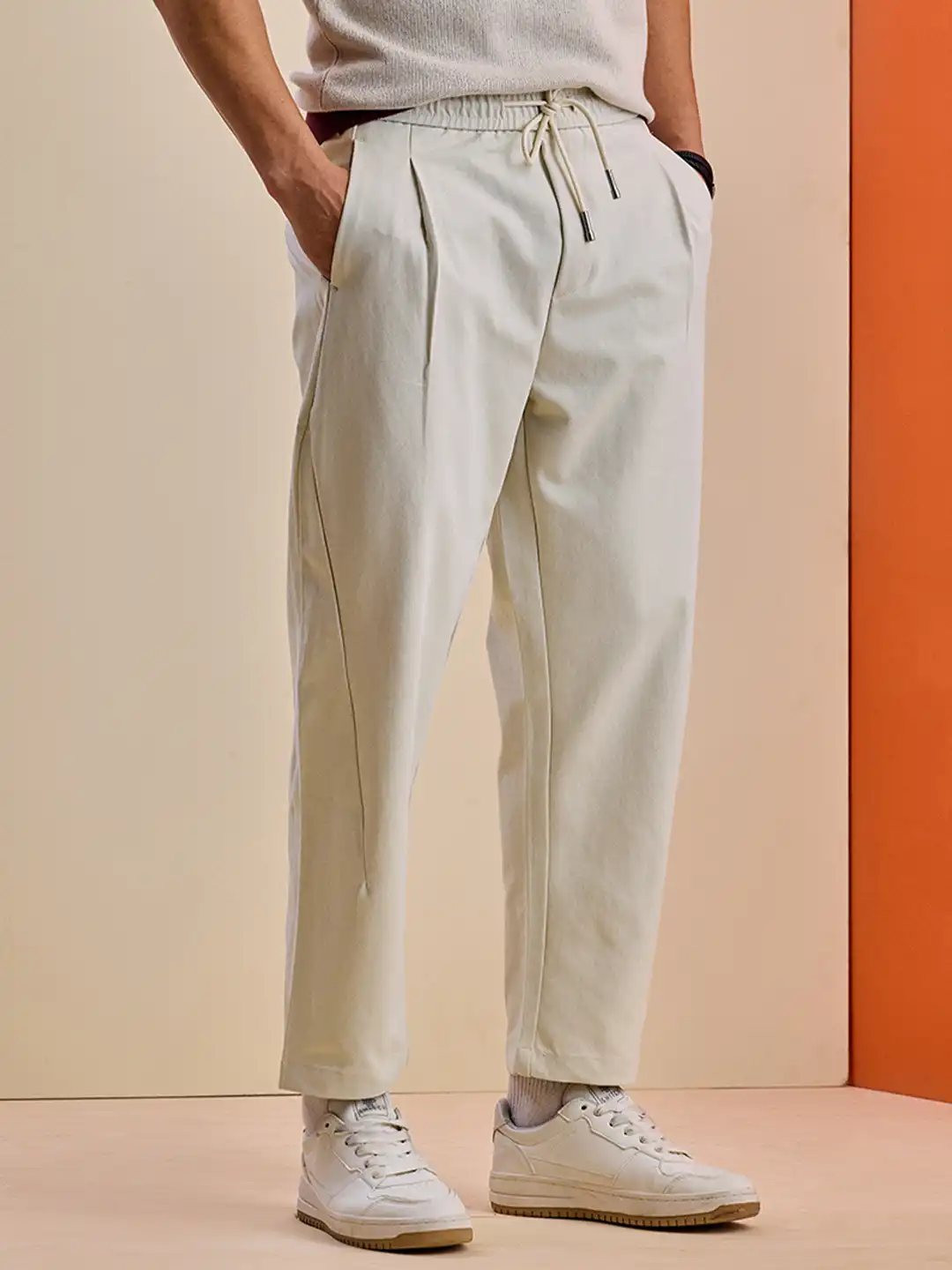Buy Snitch Men White Mid-Rise Baggy Trouser - Trousers for Men